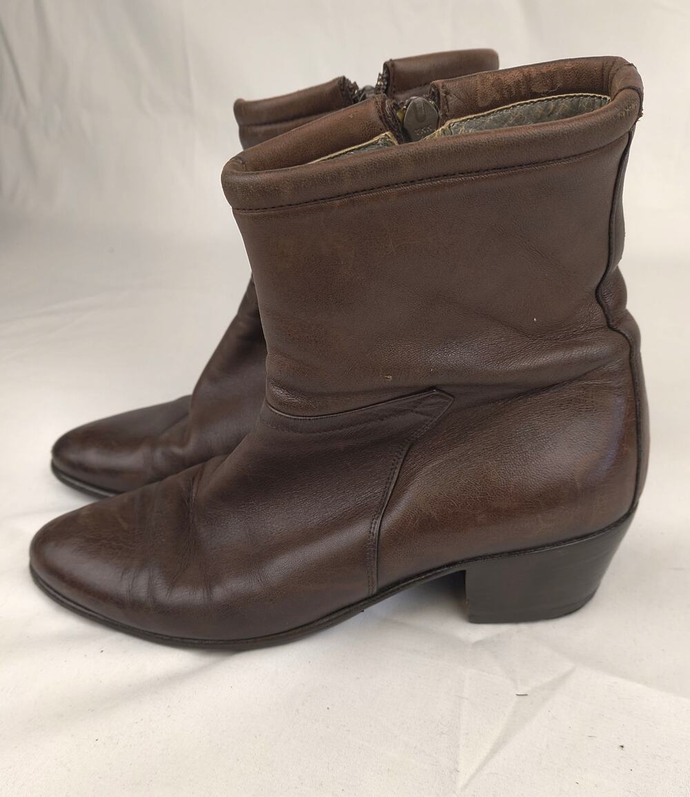 VTG Stamati Mastroianni Brown Leather Ankle Booties - Made in Italy - Size 7